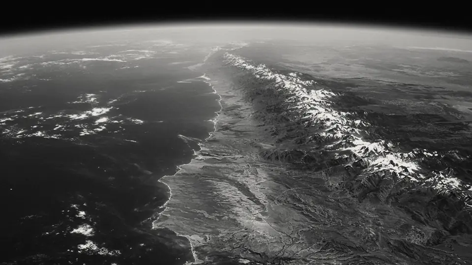 The Andes and the Pacific coast of South America seen from orbit