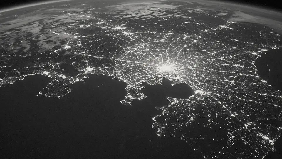 Night lights of Japan's Kanto plain seen from orbit