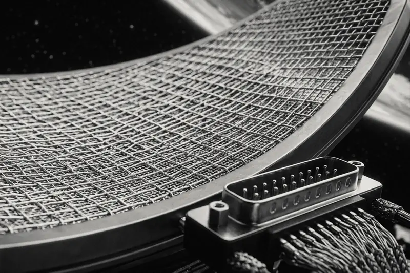 Mesh reflector and connector of a satellite dish antenna